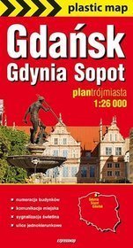 Gdańsk, Gdynia, Sopot foliowany plan Trójmiasta (skala 1:26 000)