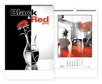Kalendarz 2015. Kalendarz ścienny 13-planszowy. WP 132 Black  Red - rozmiar 33 x 50cm