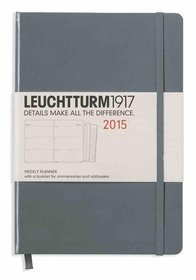 Kalendarz 2015. Leuchtturm1917. Kalendarz książkowy tygodniowy A5. Weekly Planner - antracytowy