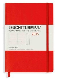 Kalendarz 2015. Leuchtturm1917. Kalendarz książkowy tygodniowy A5. Weekly Planner - czerwony