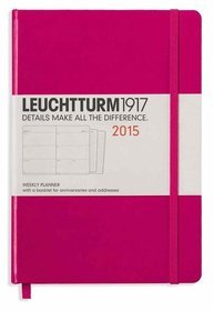 Kalendarz 2015. Leuchtturm1917. Kalendarz książkowy tygodniowy A5. Weekly Planner - malinowy
