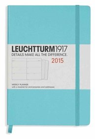 Kalendarz 2015. Leuchtturm1917. Kalendarz książkowy tygodniowy A5. Weekly Planner - turkusowy