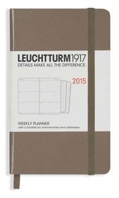 Kalendarz 2015. Leuchtturm1917. Kalendarz książkowy tygodniowy A6. Weekly Planner - taupe