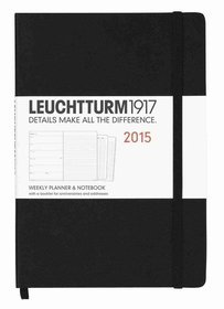 Kalendarz 2015. Leuchtturm1917. Kalendarz książkowy tygodniowy z notatnikiem A5. Weekly Planner  Notebook - czarny