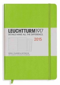 Kalendarz 2015. Leuchtturm1917. Kalendarz książkowy tygodniowy z notatnikiem A5. Weekly Planner  Notebook - limonkowy
