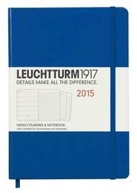 Kalendarz 2015. Leuchtturm1917. Kalendarz książkowy tygodniowy z notatnikiem A5. Weekly Planner  Notebook - niebieski