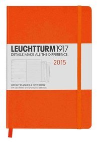 Kalendarz 2015. Leuchtturm1917. Kalendarz książkowy tygodniowy z notatnikiem A5. Weekly Planner  Notebook - pomarańczowy