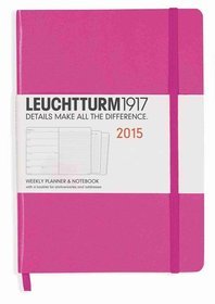 Kalendarz 2015. Leuchtturm1917. Kalendarz książkowy tygodniowy z notatnikiem A5. Weekly Planner  Notebook - różowy