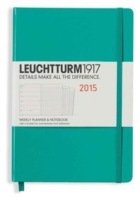 Kalendarz 2015. Leuchtturm1917. Kalendarz książkowy tygodniowy z notatnikiem A5. Weekly Planner  Notebook - szmaragdowy