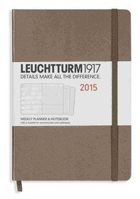 Kalendarz 2015. Leuchtturm1917. Kalendarz książkowy tygodniowy z notatnikiem A5. Weekly Planner  Notebook - taupe