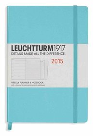 Kalendarz 2015. Leuchtturm1917. Kalendarz książkowy tygodniowy z notatnikiem A5. Weekly Planner  Notebook - turkusowy