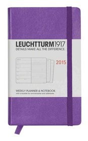 Kalendarz 2015. Leuchtturm1917. Kalendarz książkowy tygodniowy z notatnikiem A6. Weekly Planner  Notebook - fioletowy