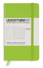 Kalendarz 2015. Leuchtturm1917. Kalendarz książkowy tygodniowy z notatnikiem A6. Weekly Planner  Notebook - limonkowy