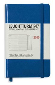 Kalendarz 2015. Leuchtturm1917. Kalendarz książkowy tygodniowy z notatnikiem A6. Weekly Planner  Notebook - niebieski