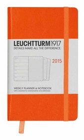 Kalendarz 2015. Leuchtturm1917. Kalendarz książkowy tygodniowy z notatnikiem A6. Weekly Planner  Notebook - pomarańczowy