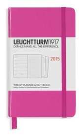Kalendarz 2015. Leuchtturm1917. Kalendarz książkowy tygodniowy z notatnikiem A6. Weekly Planner  Notebook - różowy