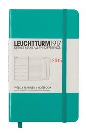 Kalendarz 2015. Leuchtturm1917. Kalendarz książkowy tygodniowy z notatnikiem A6. Weekly Planner  Notebook - szmaragdowy