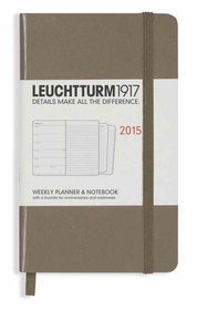 Kalendarz 2015. Leuchtturm1917. Kalendarz książkowy tygodniowy z notatnikiem A6. Weekly Planner  Notebook - taupe