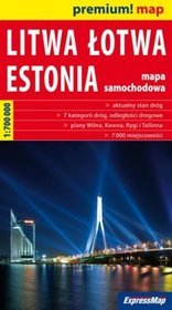 Litwa, Łotwa, Estonia 1:700 000 - mapa samochodowa
