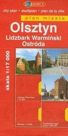Olsztyn Lidzbark Warmiński Ostróda Plan miasta 1:17000