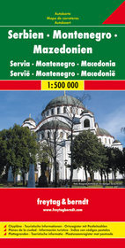 Serbia, Czarnogóra, Macedonia mapa 1:500 000