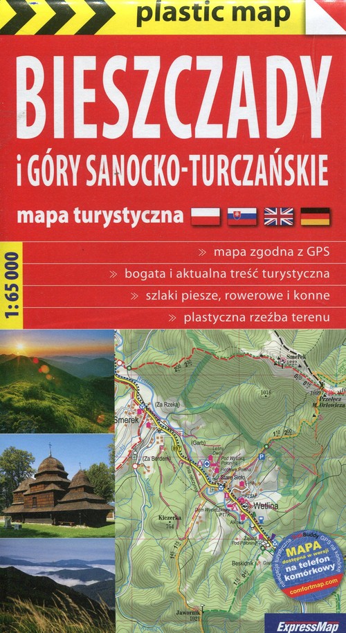Bieszczady i Góry Sanocko-Turczańskie 1:65 000 mapa turystyczna