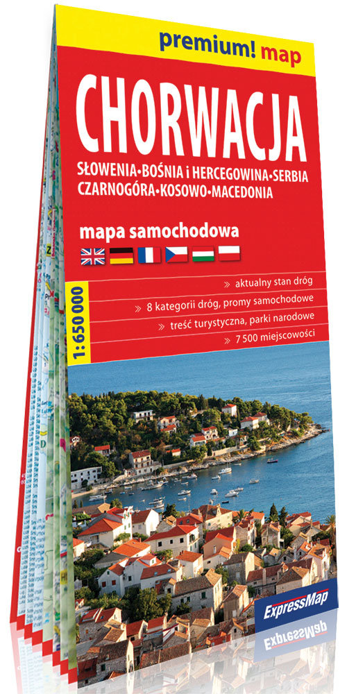 Chorwacja Słowenia, Bośnia i Hercegowina, Serbia, Czarnogóra, Kosowo, Macedonia mapa samochodowa 1:6