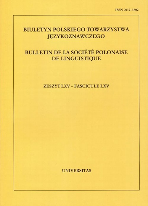 EBOOK Biuletyn Polskiego Towarzystwa Językoznawczego. Zeszyt LXV