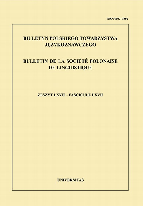 EBOOK Biuletyn Polskiego Towarzystwa Językoznawczego. Zeszyt LXVII
