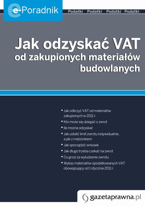 EBOOK Jak odzyskać VAT na zakupione materiały budowlane