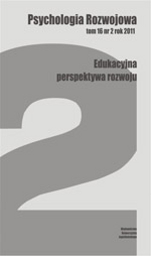 EBOOK Psychologia Rozwojowa, tom 16 nr 2 rok 2011