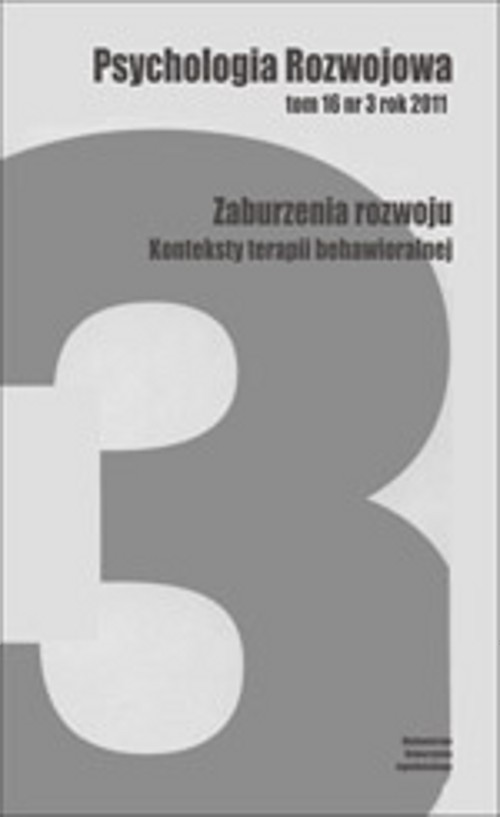 EBOOK Psychologia Rozwojowa, tom 16 nr 3 rok 2011