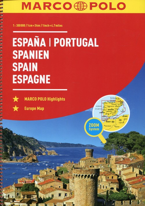 Hiszpania i Portugalia Atlas samochodowy 1:300 spirala Marco Polo