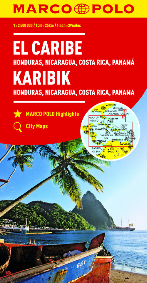 Karaiby Honduras Nikaragua Costa Rica Panama 1:2 500 000