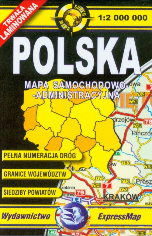 Polska mapa samochodowo administracyjna 1:2 000 000