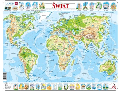 Puzzle Świat mapa fizyczna 80