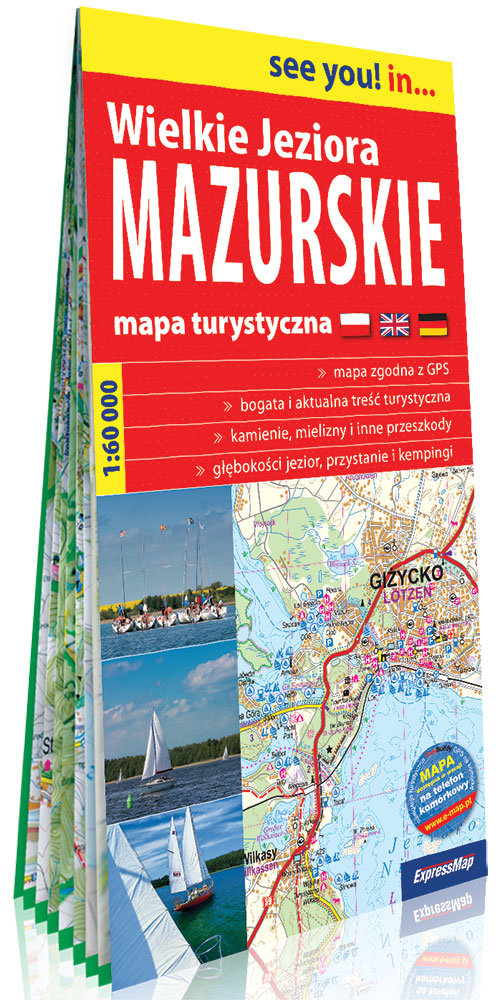 Wielkie Jeziora Mazurskie papierowa mapa turystyczna 1:60 000