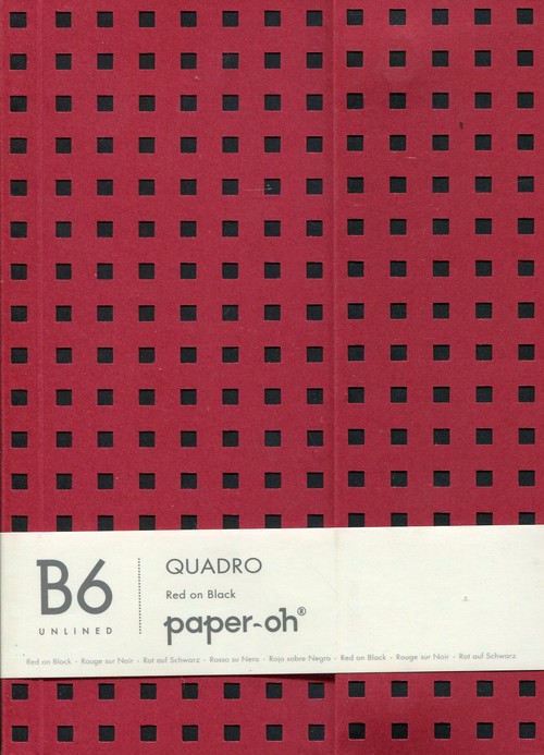 Zeszyt B6 Paper-oh Quadro gładki 56 kartek Red on Black