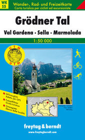 Grödnertal Val Gardena Sella Marmolada mapa 1:50 000 Freytag  Berndt
