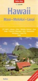 Hawaje Maui Molokai Lanai mapa 1:150 000 Nelles