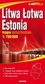 Litwa, Łotwa, Estonia 1:700 000 papierowa mapa samochodowa