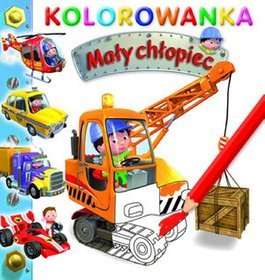 Mały chłopiec. Kolorowanka. Dźwig