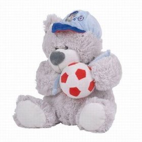 Miś Tabi z piłką siedzący