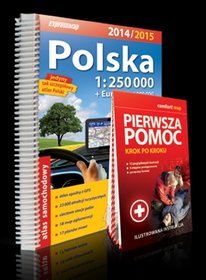 Polska atlas samochodowy 1:250 000 + pierwsza pomoc krok po kroku ilustrowana instrukcja