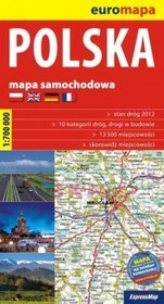 Polska 1:700 000 mapa samochodowa