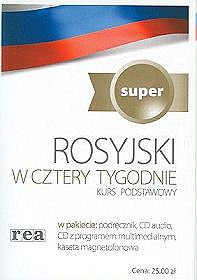 Rosyjski w cztery tygodnie - okładka biała. Kurs podstawowy (podręcznik, CD audio, CD z programem multimedialnym, kaseta magnetofonowa)