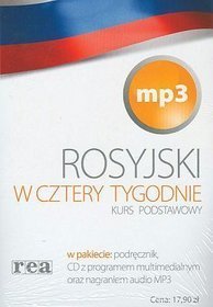 Rosyjski w cztery tygodnie - okładka biała. Kurs podstawowy (podręcznik, CD z programem multimedialnym oraz nagraniem audio MP3)