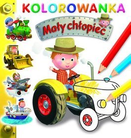 Traktor. Kolorowanka. Mały chłopiec