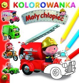 Wóz strażacki. Kolorowanka. Mały chłopiec