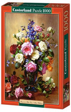 1000x PUZZLE RÓŻE W NIEBIESKIM WAZONIE WIEK 12+